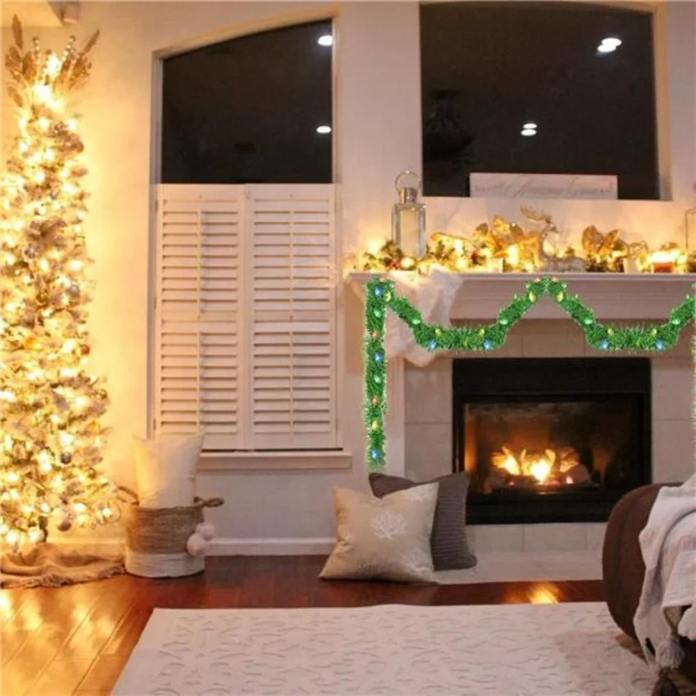 14.8 FT Artificial Christmas Garland, 50 Pre-Lit LED Mini String Lights